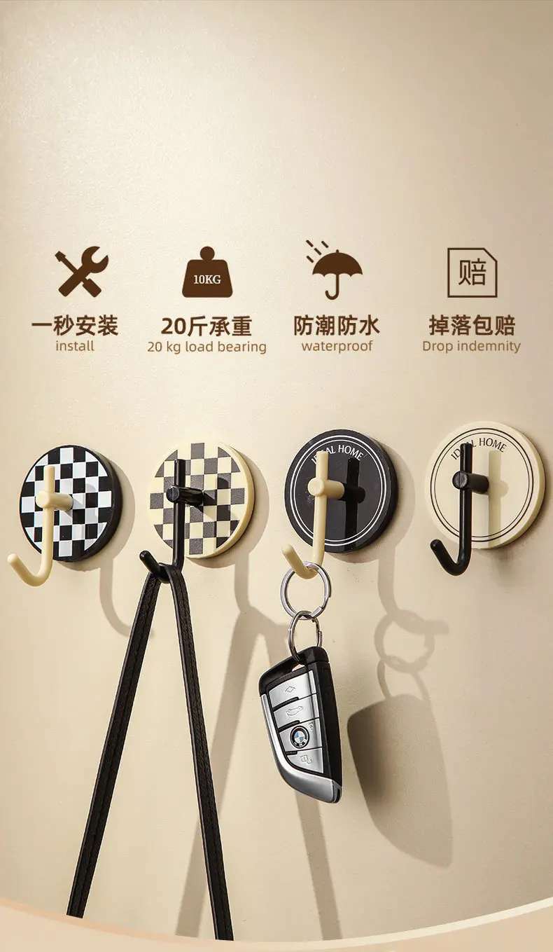 Light luxury novelty hooks viscose strong load bearing non punch non trace non nail creative clothes Bathroom bathroom key sticky novelty hooks supplier