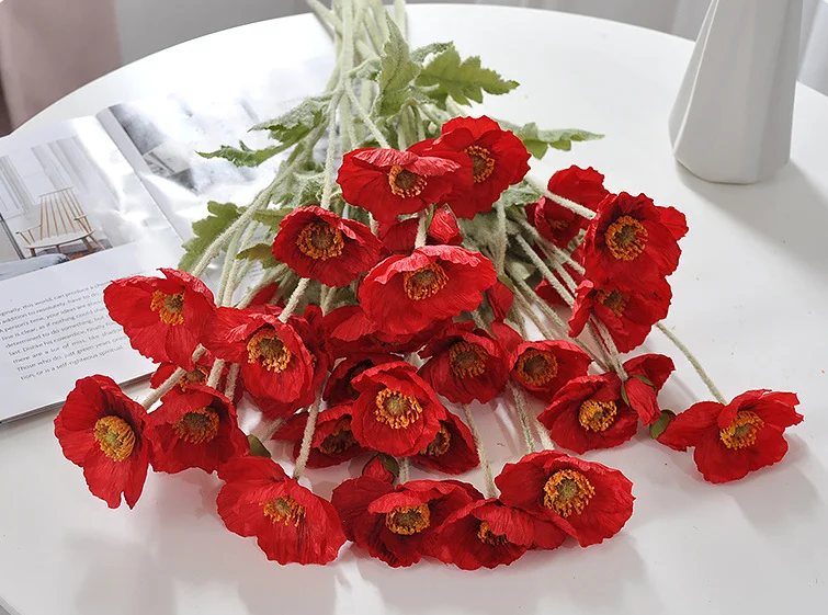 Bulk Sale Multiple Colors Silk Poppies Artificial Flowers Poppy For