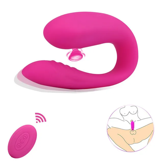 10-Speed USB Rechargeable Wireless Remote Control G Spot Nipple Clitoral Sucker Massager Sex U-Shaped Sucking Vibrator for Women