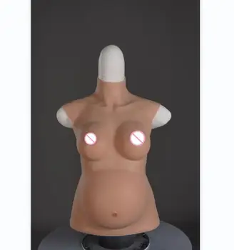 Silicone artificial belly fake pregnant belly fourth generation four months belly with prosthesis breast