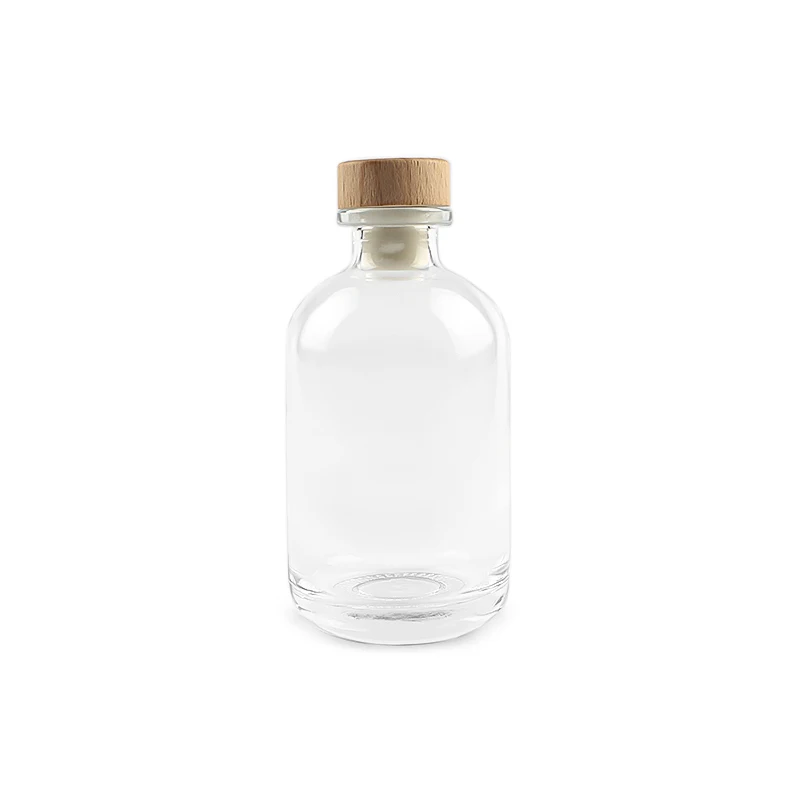 Free Sample 250ml 350ml 500ml Empty Glass Bottle for Liquor Ratafee Glass Bottles with Wood Cork