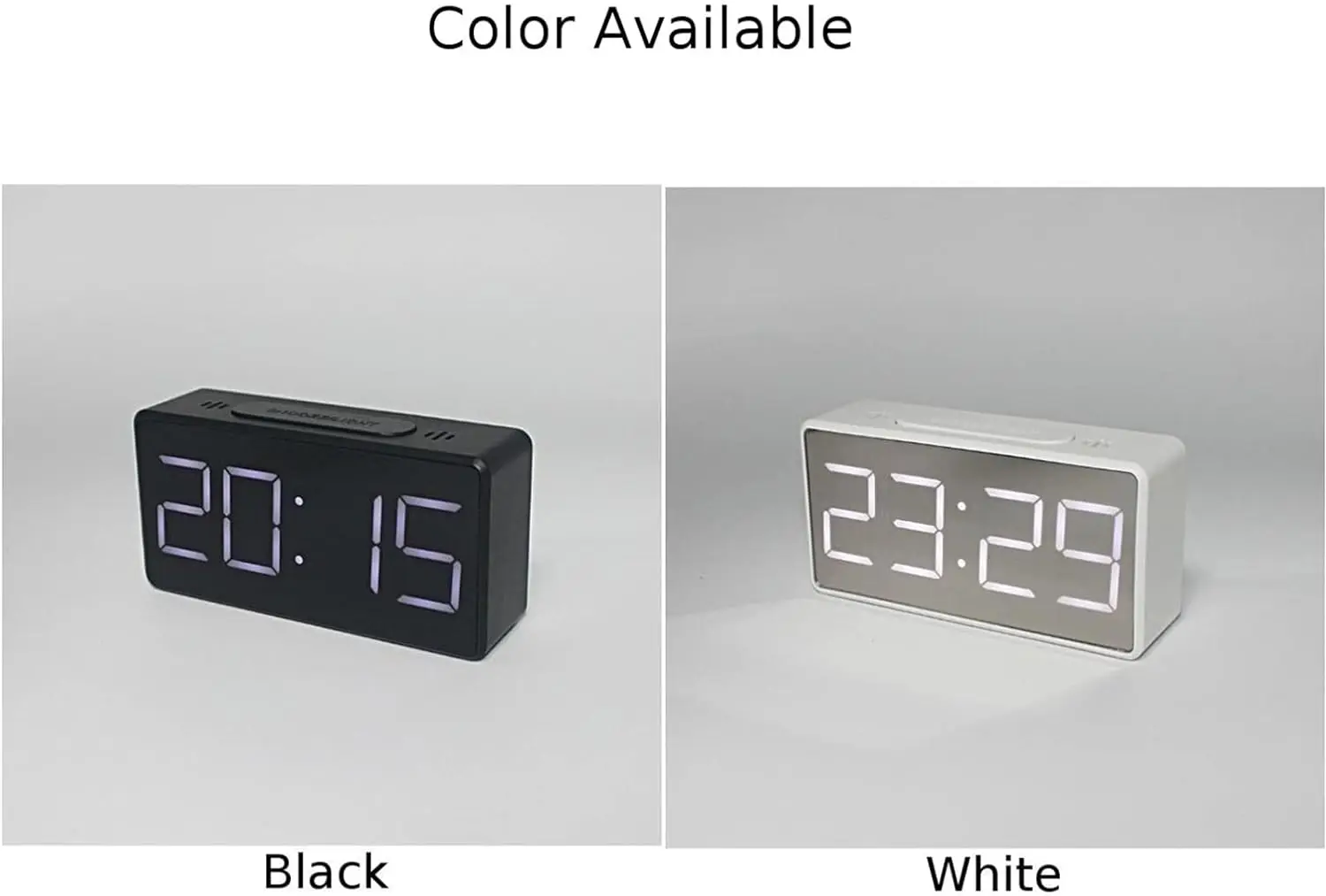 Wholesaler Simple Table Big LED Alarm Clock Snooze Led Mirror Bedside Clock Desktop Temperature Clock