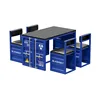 Blue table and four-chair set-leather