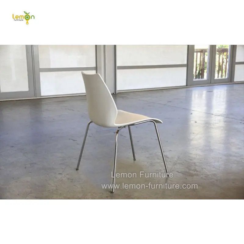 High Quality White Without Arm Metal Feet Plastic Chair for Restaurant