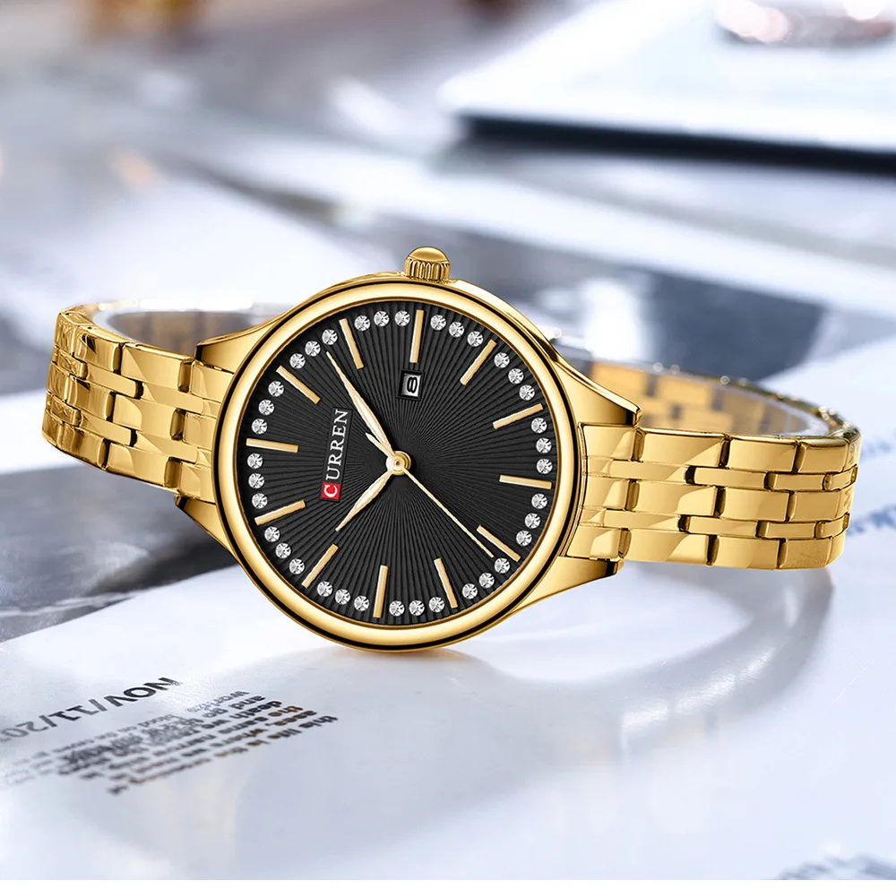 CURREN 9099 Small Dial Simple Design Quartz Watch Fashion Calendar Casual Waterproof Stainless Steel Strap Business Lady Watches