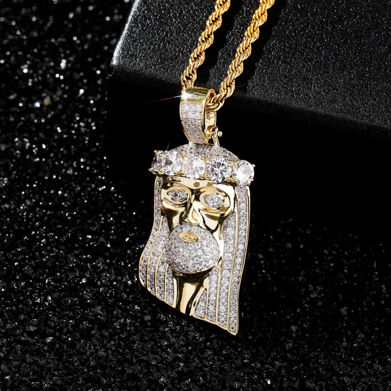 MaxBling81 Hip Hop Iced Out Jesus Head Charm Pendant - Gold/Silver Tone Brass Micro Pave 6 thumbnail image