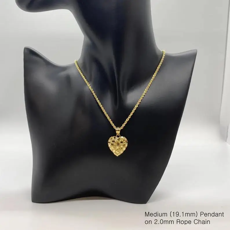 Duyizhao Hip Hop Unique Design Gold Nugget Heart Shaped Charm Pendant for Women/Men Jewelry