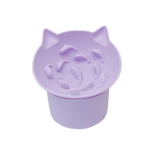 Силиконовая наклонная миска для кошки на присоске с подставкой