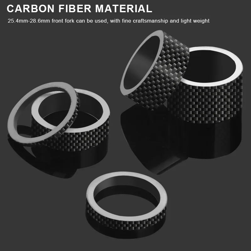 RIDERACE Bicycle Headset Spacer 28.6MM 1-1/8" Bike Front Fork Stem Carbon Fiber Washer Adjustment Ultra Light MTB Accessories