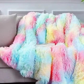 Wholesale Luxury Super Soft Warm Faux Fur Shaggy Fuzzy Pastel Teddy Throw Blankets  Fleece for Winter