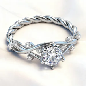 Luxury Jewelry 1CT Colorful Diamond Moissanite Rings White Gold Plated Rings for Women Engagement