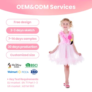 EU EN71 CertifiedPink Tulle Dress Flamingo Costume with Plush Bird Detail for Party Holiday Supply