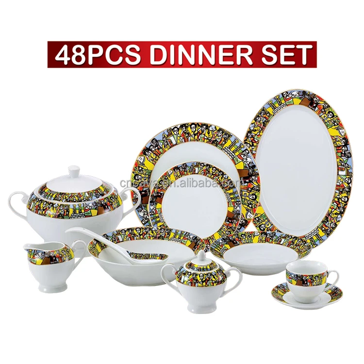 Ethiopian Art Rekebot Saba Fine Porcelain 48 Pieces Ethiopian Dinner