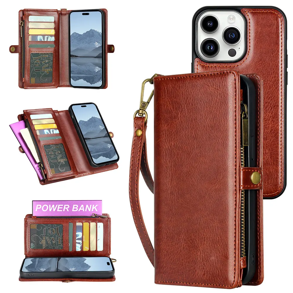 Wallet Card Phone Case For Iphone 16 15 14 13 12 11 Plus Pro Max Leather Simple Business Insert Multiple Cards Sjk609 Laudtec