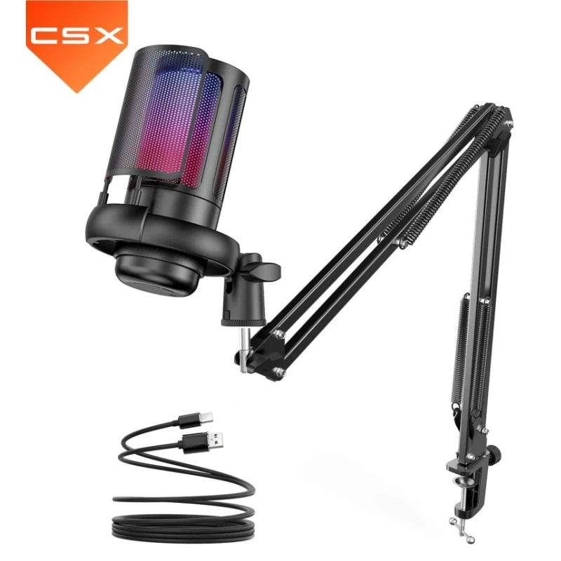 RGB Mic PC Micros Microfone Mikrofon Microfono Profesional Nubwo G06 Wireless Headset Gaming RGB Microphone with Boom Arm Stand