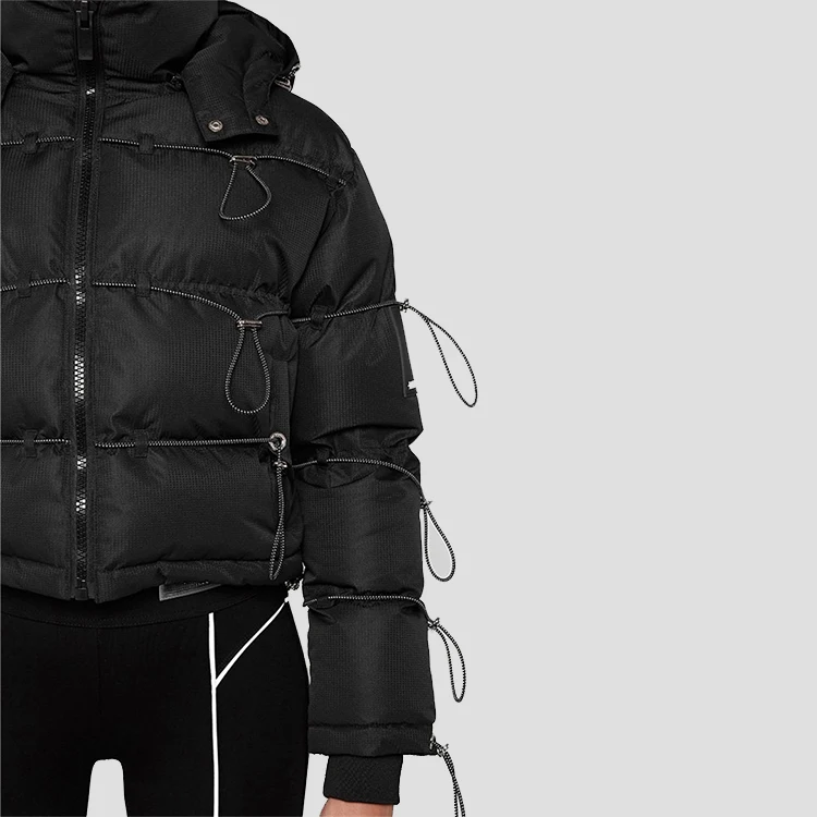 reflective bungee ripstop puffer jacket