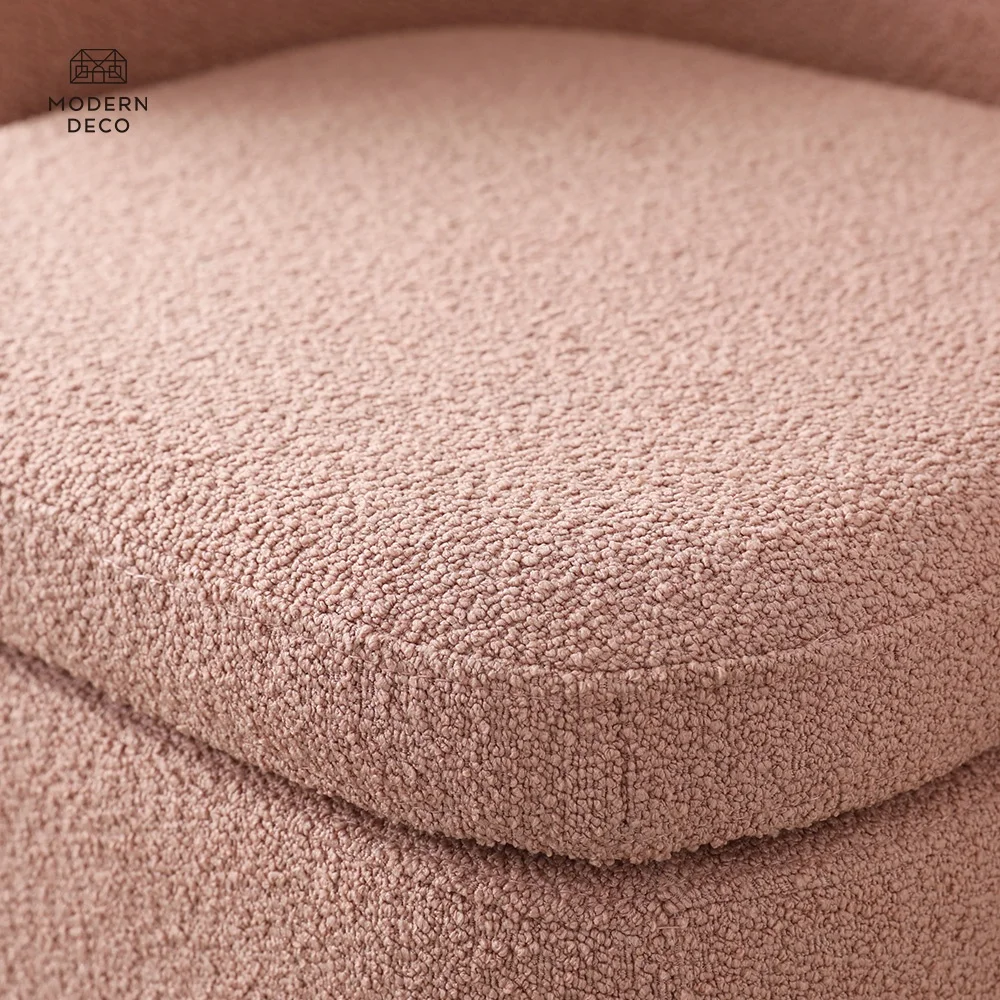 Boucle Flip-back Chair Upholstered Storage Ottoman Coffee Table