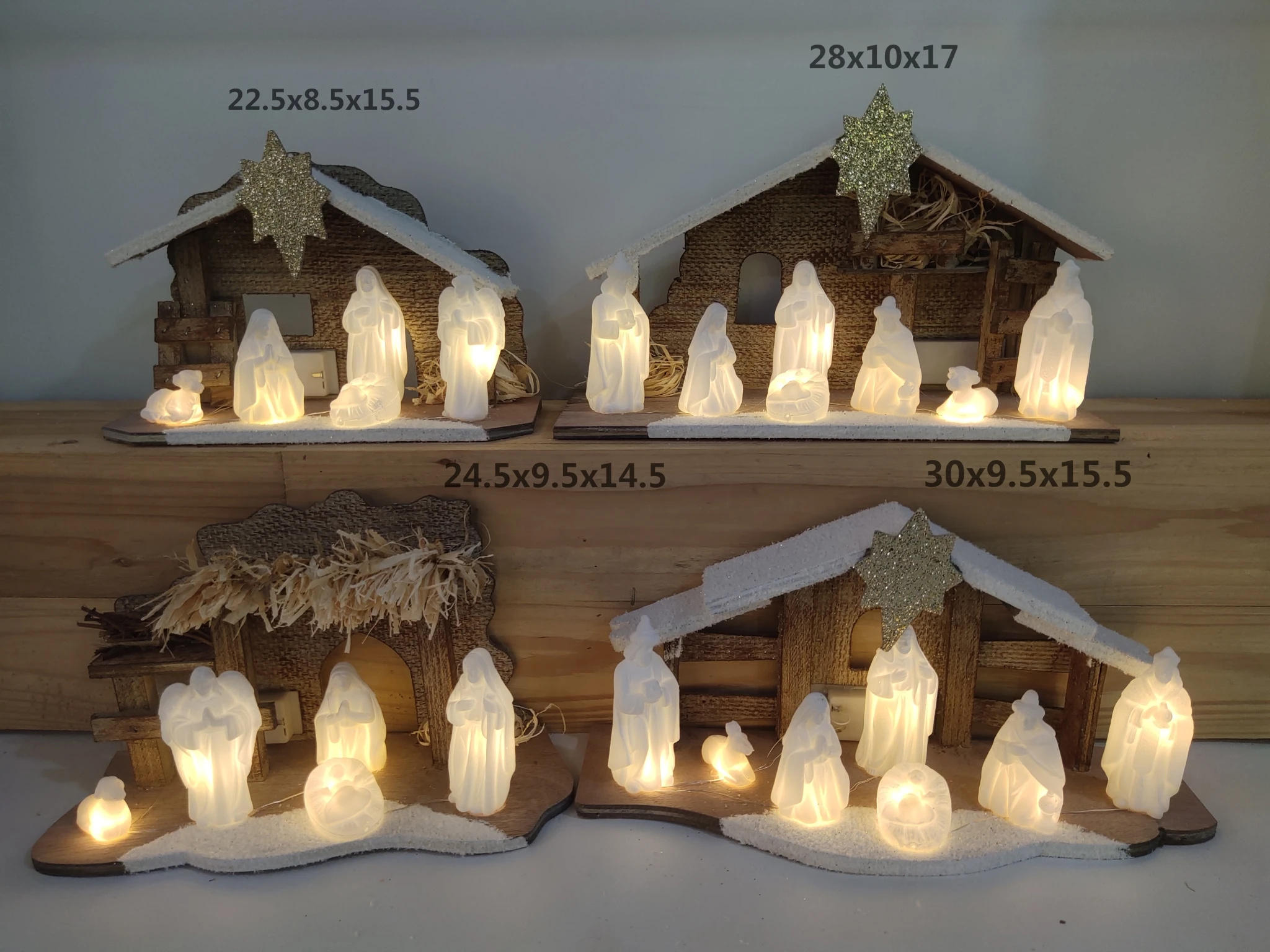 Factory Custom Made Miniature Nativity Scene Led Light Figurine Resin
