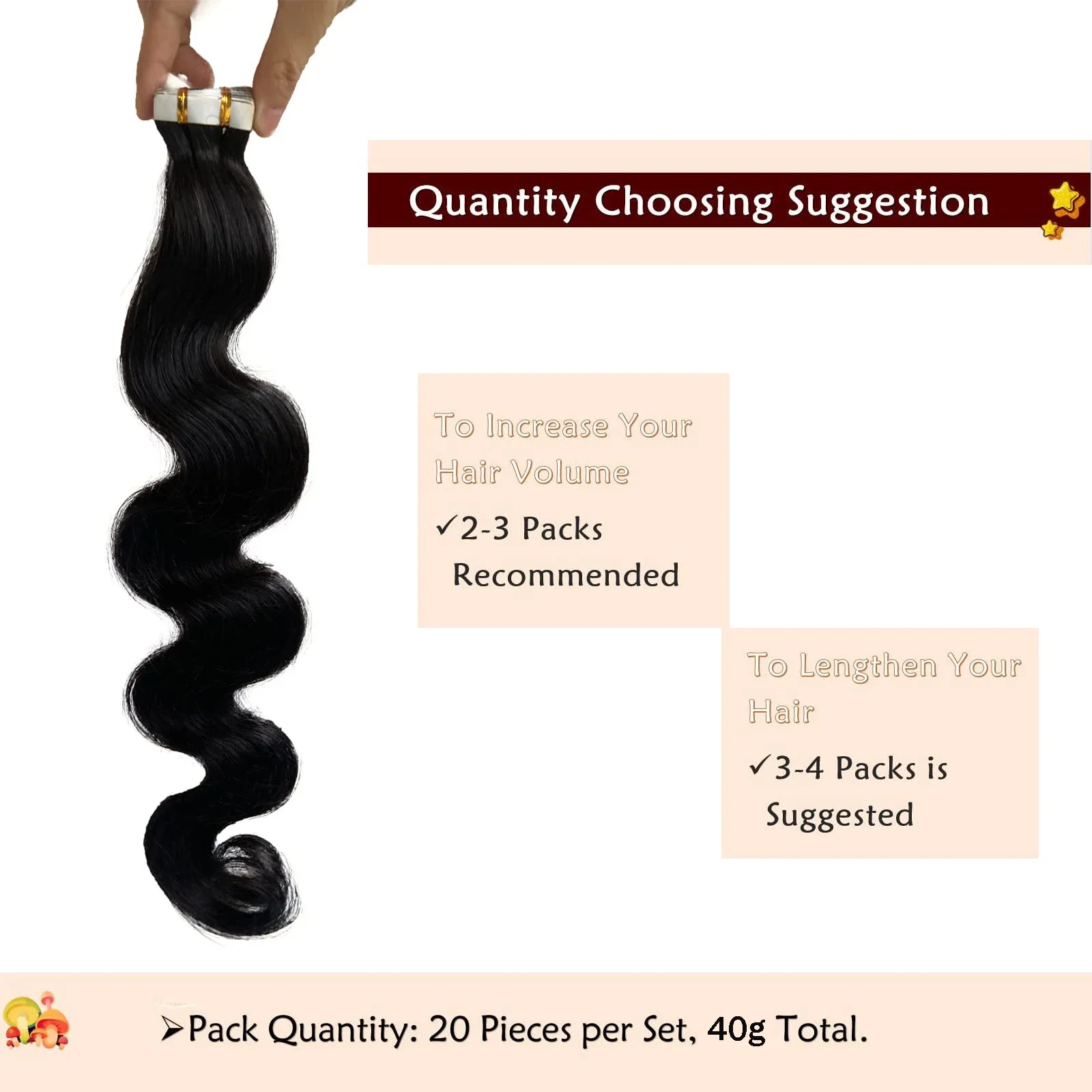 Body Wave Tape In Haarverlängerungen brasilianisches Echthaar natürliche Farbe doppelseitiges Klebeband Remy Haar_voghion.com