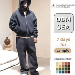 Custom 450 500gsm Men's Jogger Tracksuit Men Heavyweight Baggy Sweatpants Hoodie Flare Sweat Pants and Hoodie Sets Sweatsuit Men