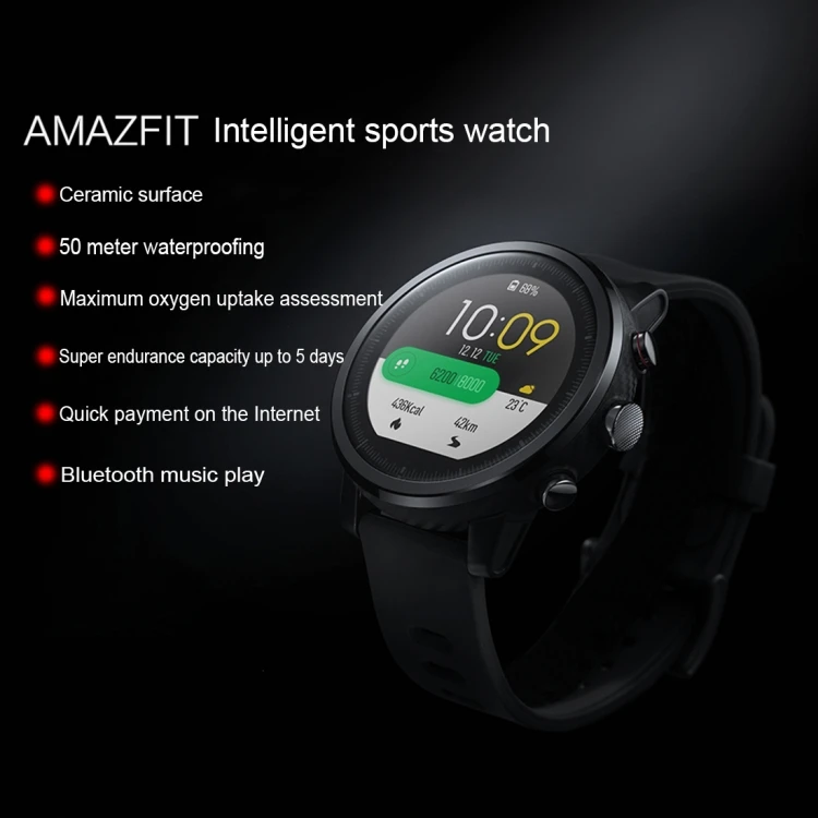 International version xiaomi amazfit huami stratos sports smart watch 2 gps 1.34 inch 2.5 d screen 5atm online