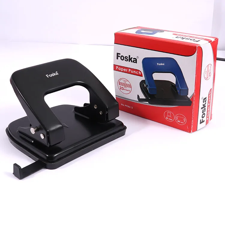 Foska красный синий черный цвет 20 листов Емкость 2 отверстия 6 мм круглое отверстие небольшой ручной Дырокол для офисных принадлежностей