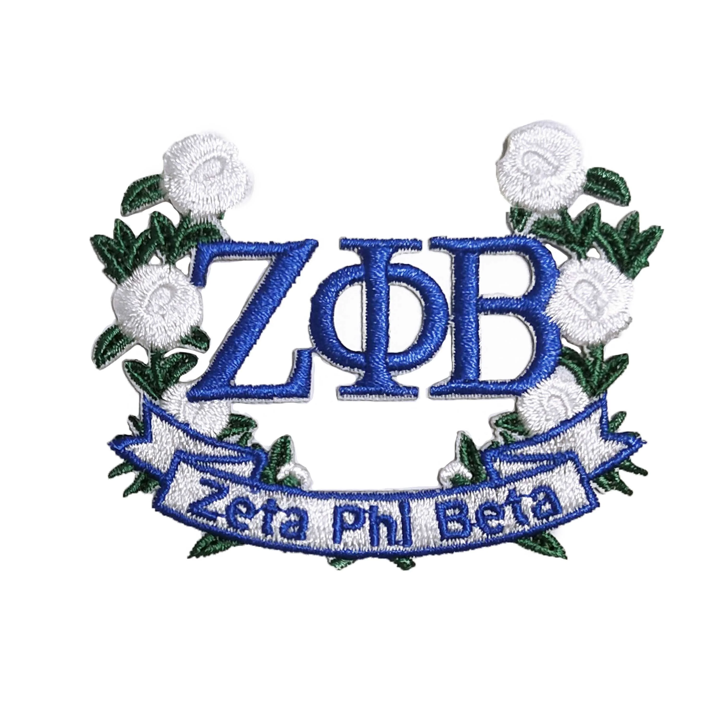 Low MOQ Custom Cheap Embroidery Patches Design Zeta Phi Beta Embroidery Patches for Clothing
