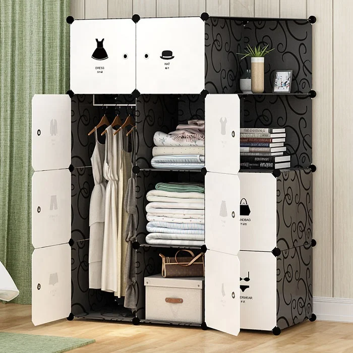 Cheap 12 Cubes Black Plastic Cabinet Fitted Wardrobes Armoir Bedroom Wardrobe Closet With Shoe Rack Alibaba