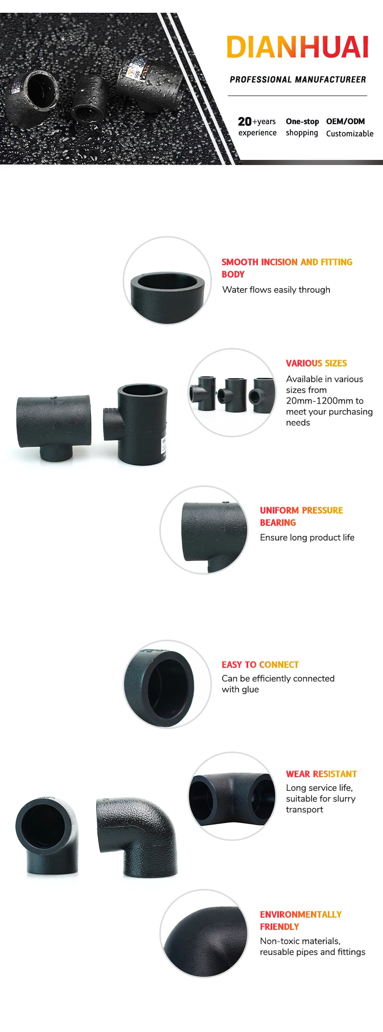 Hdpe 45 Degree Pipe Reducer Lataral Tee Fittings By Manufacturer Dn16 ...