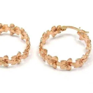 New Jewelry Pacific Flowers Custom Hawaiian Plumeria Earrings Rose Gold Plated Flower Hoop Fashion Earring Women