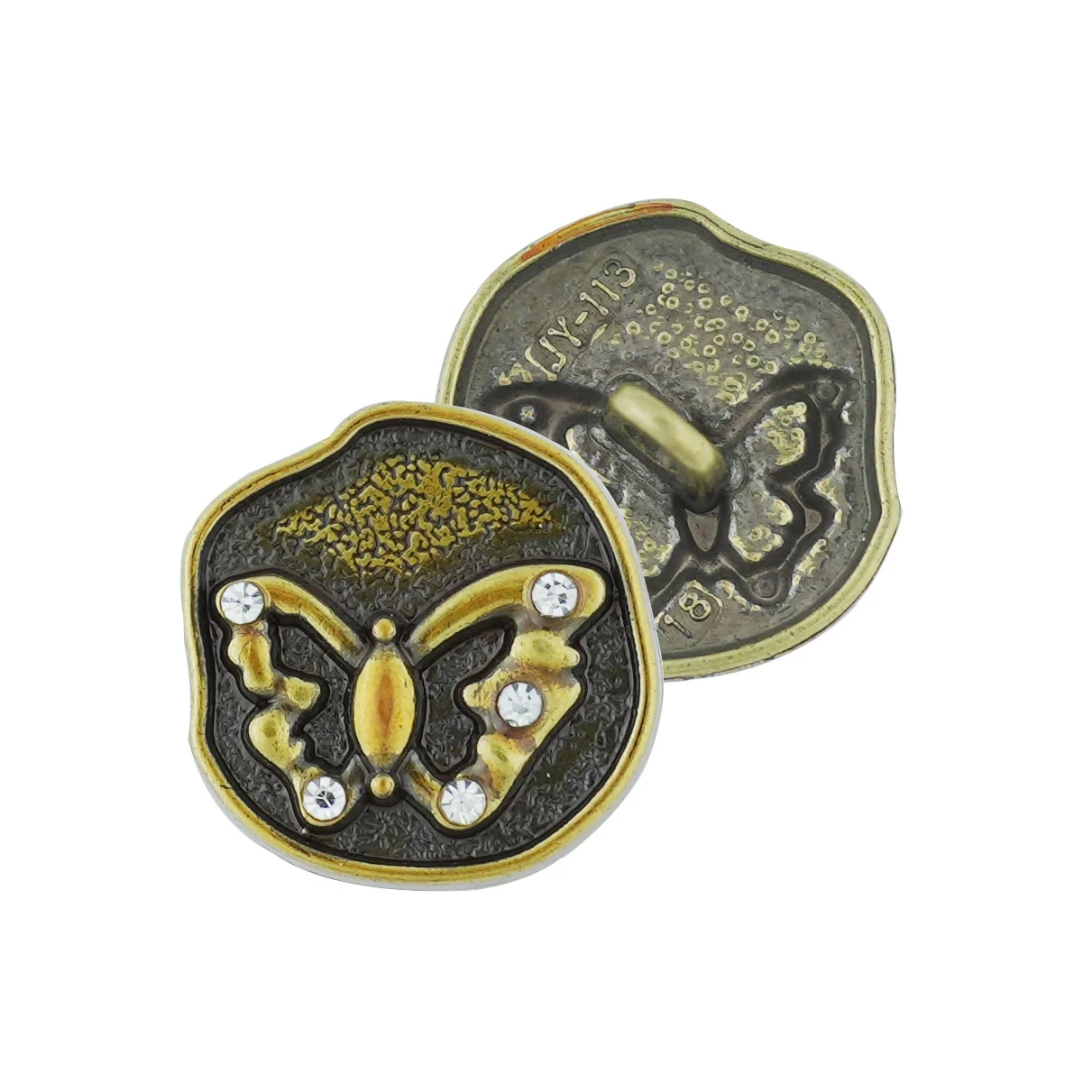 Jinyi Button OEM ODM Custom Brand Logo Design Zinc Alloy Fancy Button Shank Button for Garment