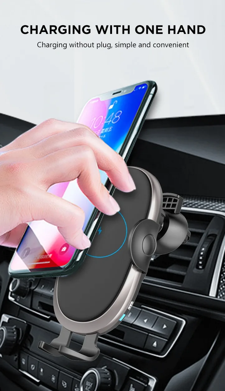 Universal Car Phone Mount Wireless Charger Oem C6 Automatic Clamping