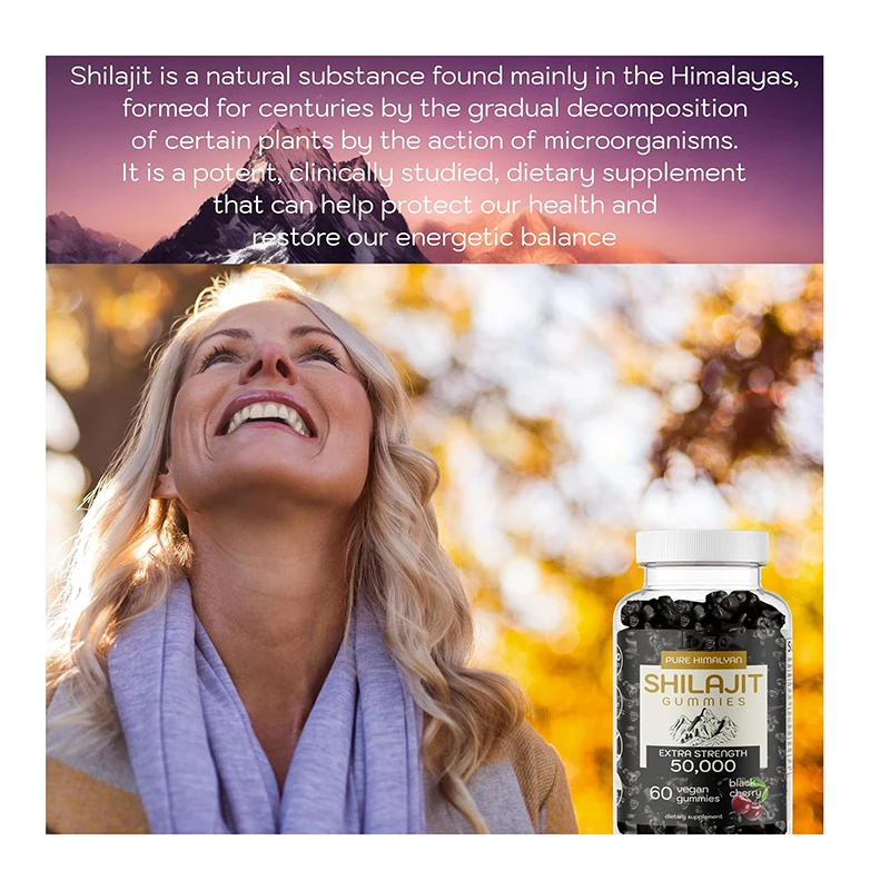 Oem Shilajit Gummies Ashwagandha Vitamins B12 D2 Pure Himalayan