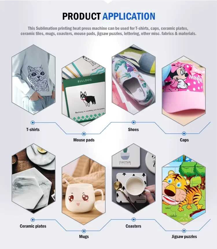 Factory's Newest Style 16X24 Dual Heat Automatic Heat Press Machine Pneumatic Garment Printing Hot Press Machine details