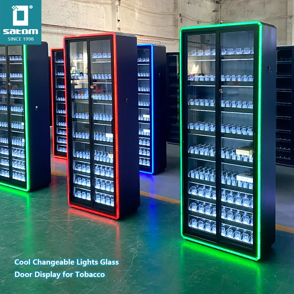 Высококачественный закаленный стеклянный дверной холодный светодиодный табачный шкаф стойка для сигарет дисплей сигаретный