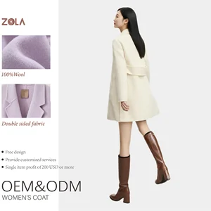 High Quality ODM Women's Casual Long Wool Coat Double Sided Breathable Outerwear with Belt Winter Wear