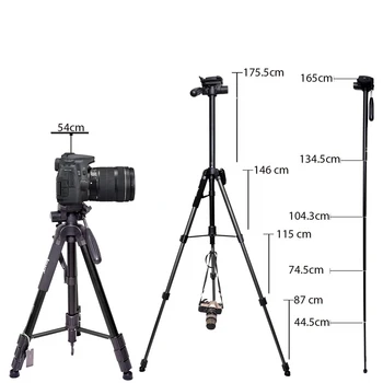 KP2264 360 Degree 3way Head Travel Phone Stand Aluminum Tripod Camera detail image