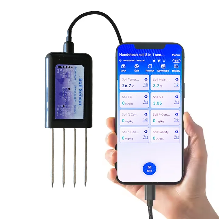 Analyseur De Sol USB 8 En 1 - Mesure NPK, PH, Humidité, Température - Sonde Inox IP68 - Pour Appli Mobile