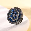 Black gold Blue pointed crystal ring