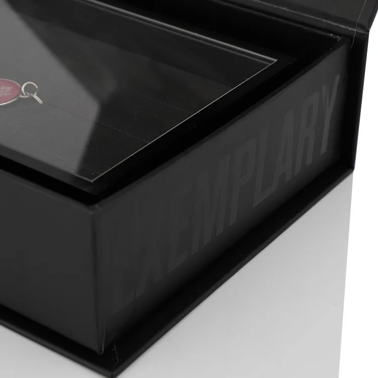 Custom Printing Luxury  Cosmetic Magnet Form Insert Rigid Gift Box With Lid Black Magnetic Gift Box for Jewelry