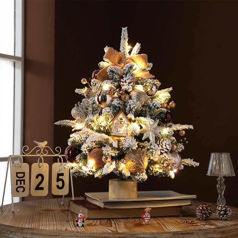 4590cm New Style Gillter Light Wooden Stand Mini Christmas Tree