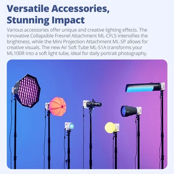 Godox ML100R Full Color LED Video Light 1800K-10000K Portable RGB Pocket Fill Light for Camera Outdoor Photography Live detail image