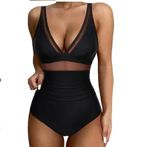 Wholesale Nylon Spandex Beautiful Bikini Swimsuits Transparent One Piece Swimsuit for Women