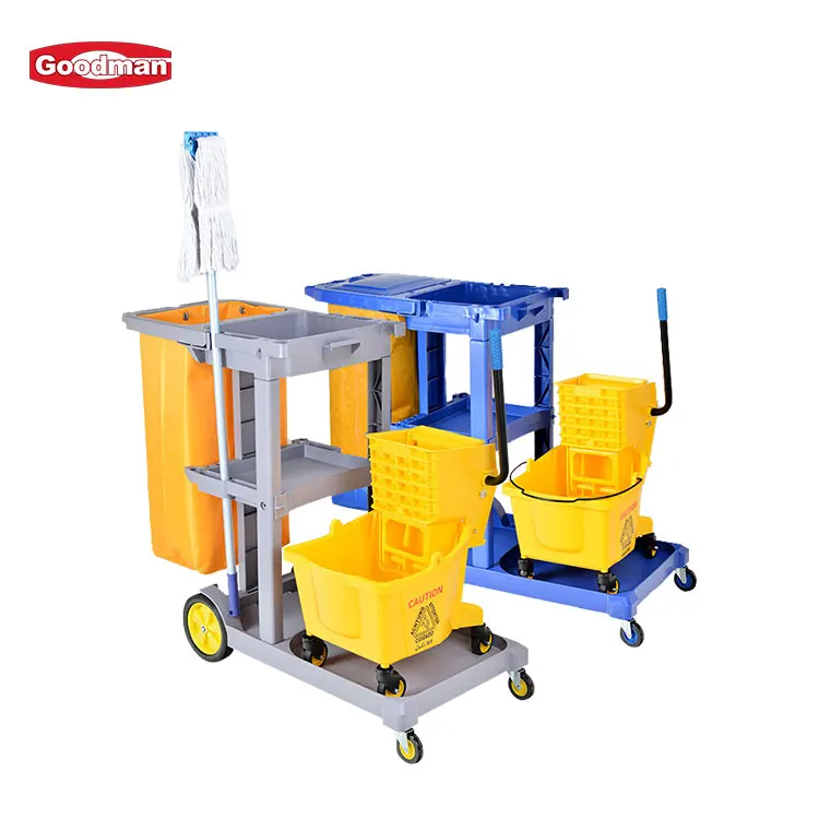 Commercial Multifunctional Janiror Equipment Hotel Hospital Cleaning Room Service Plastic Maid Trolley Housekeeping Cart