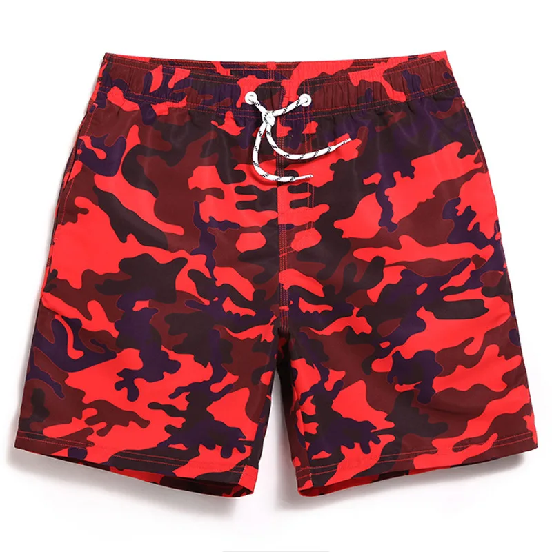 Red Camouflage Unisex Beach Shorts 