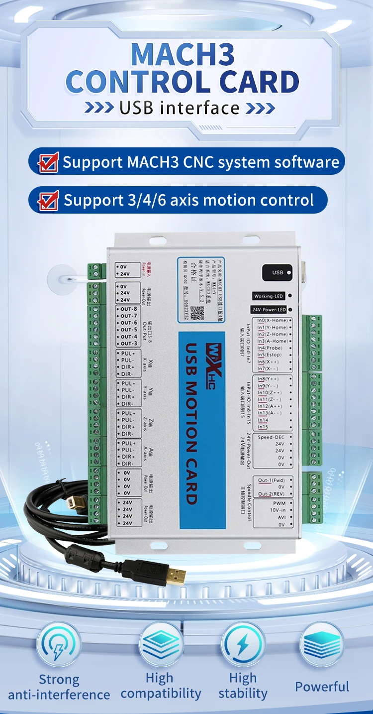 thumbnail image 2 of RATTMMOTOR 4 Axis USB Mach3 Motion Controller Card – CNC Router Breakout Board, 24V 2 of 4