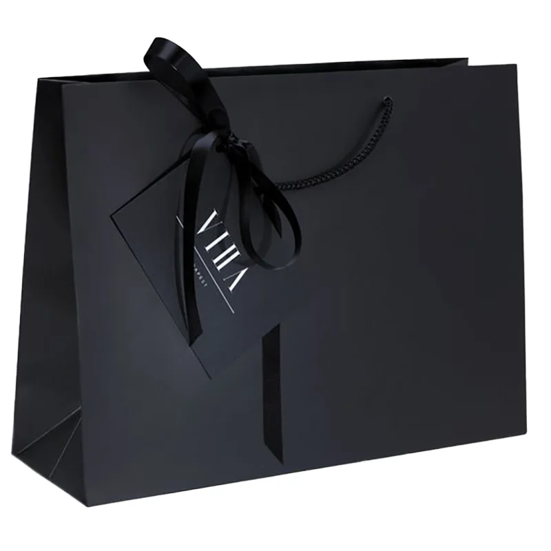OEM Custom Size Recycled Matte Black Art Paper Shopping Bag Factory ...