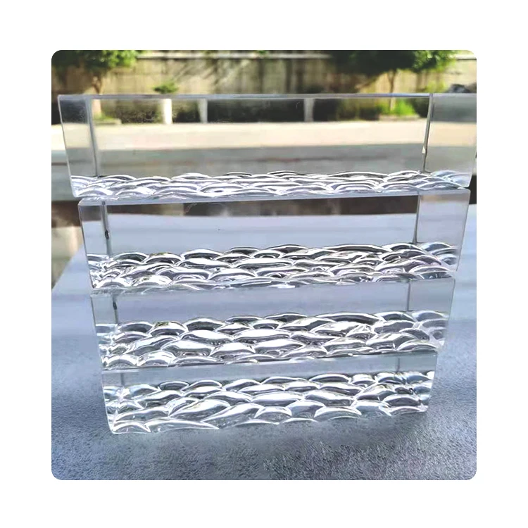Plating Iridescent Glass Brick Water Cube Pattern Ultra Clear Solid Decorative Hot Melt Glass Bricks Blocks for Partition Wall