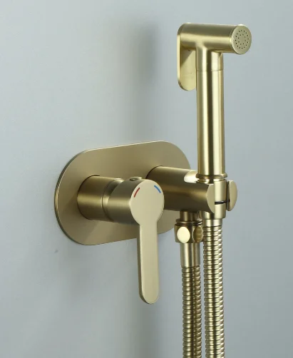 Brushed Gold Color Brass Bathroom Toilet Shower Set And Bidet Sprayer 