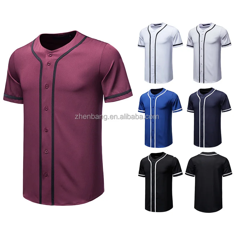  Freecustom Plain Mens Baseball Jersey Button Down Shirts Short  Sleeve Hip Hop Sports Uniform Plus Size : Clothing, Shoes & Jewelry